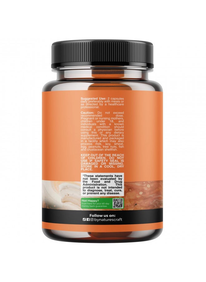 Natures Craft Herbal Thyroid Support Complex - Iodine Thyroid Supplement with L Tyrosine Bladderwrack Kelp Selenium and Ashwagandha - Mood Enhancer Energy Supplement for Thyroid Health - 60 Halal Capsules  - Image 2