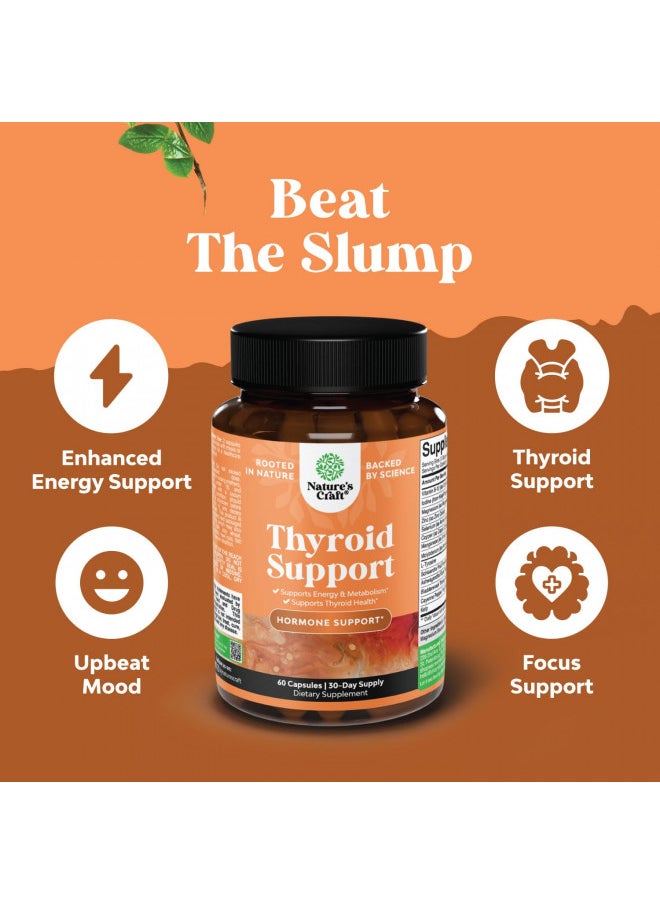 Natures Craft Herbal Thyroid Support Complex - Iodine Thyroid Supplement with L Tyrosine Bladderwrack Kelp Selenium and Ashwagandha - Mood Enhancer Energy Supplement for Thyroid Health - 60 Halal Capsules  - Image 4