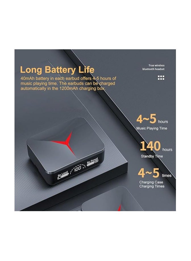 أتش أتش سماعات رأس M90 True Weless BT 5.3 رياضية، تحكم باللمس، سماعات موسيقى داخل الأذن، سماعات أذن صغيرة مع ميكروفون، علبة شحن، شاشة رقمية، مخرج USB - Image 5