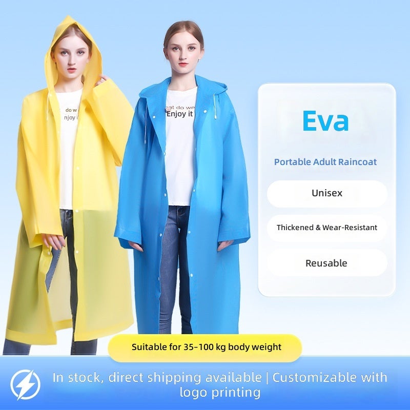 معطف مطر طويل قابل لإعادة الاستخدام من EVA للكبار والأطفال - تصميم سميك ومقاوم للماء للاستخدام الخارجي - Image 2