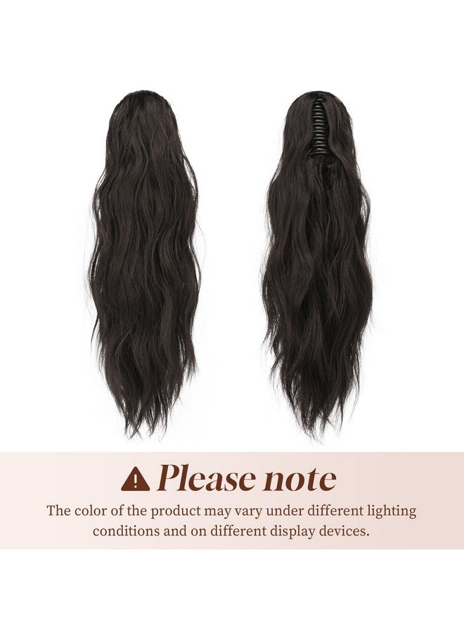 Ponytail Extensions, Long Claw Clip In Ponytail Hairpiece Synthetic Pony Tails Hair Piece Natural Wavy Hairpieces For Women, 20 Inch Black Brown