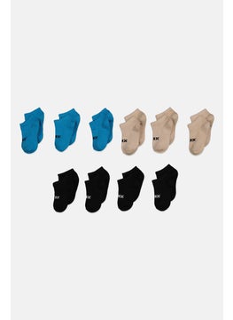RBX Kids Boy 10 Pairs Brand Logo Ankle Socks, Blue Combo  - Image 1