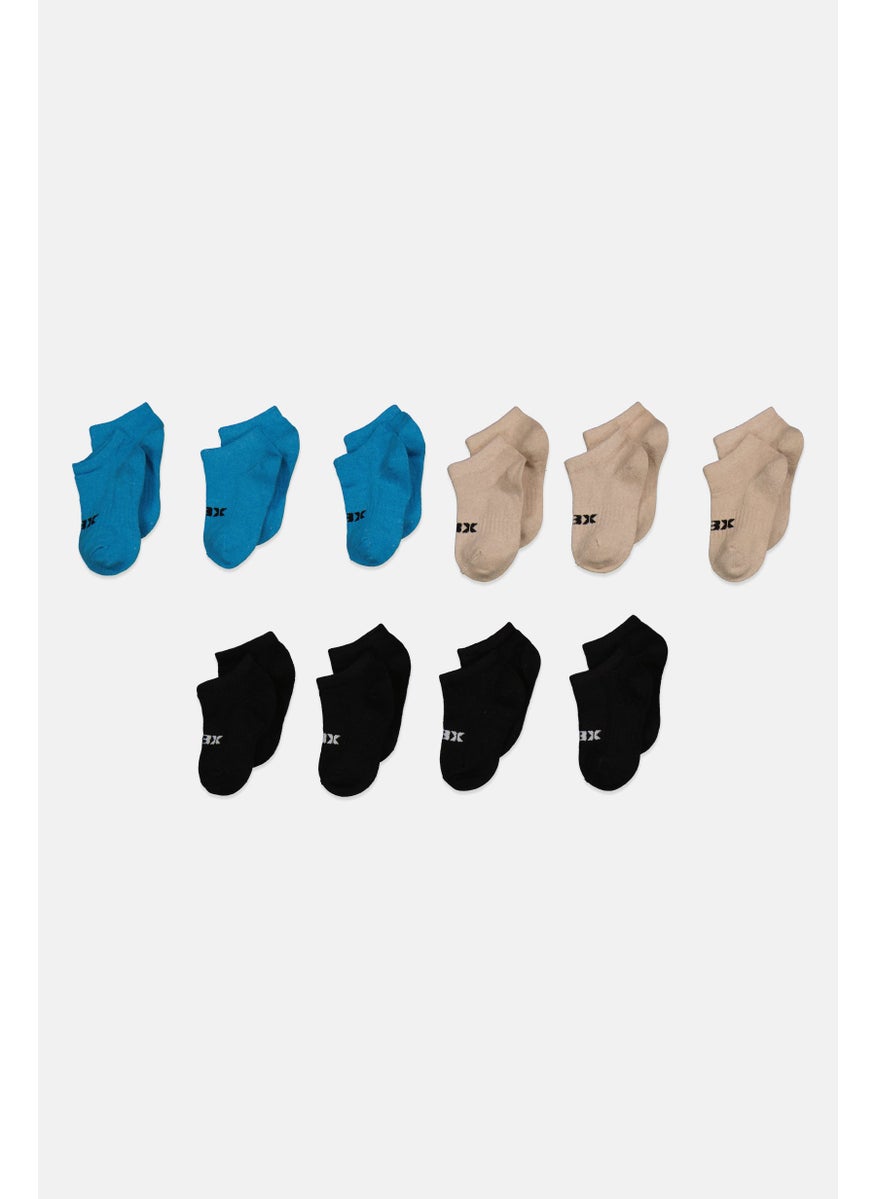 RBX - Kids Boy 10 Pairs Brand Logo Ankle Socks, Blue Combo - Image 1