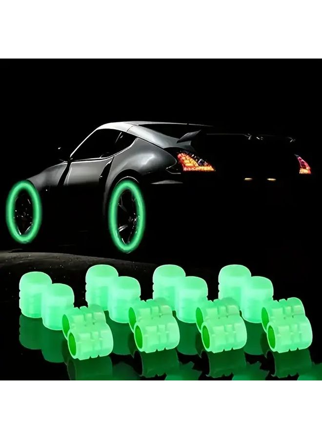 Glow In The Dark Hexagonal Valve Caps 24pcs Blue Universal Fit For Vehicles - Image 3