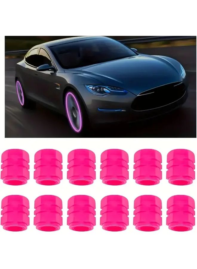 Glow In The Dark Hexagonal Valve Caps 24pcs Blue Universal Fit For Vehicles - Image 5
