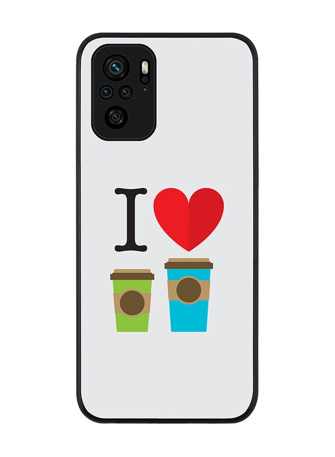 Stylizedd Rugged Black edge case for Redmi Note 10S/Redmi Note 10 4G Slim fit Soft Case Flexible Rubber Edges Anti Drop TPU Gel Thin Cover - I Love Coffee - Image 1