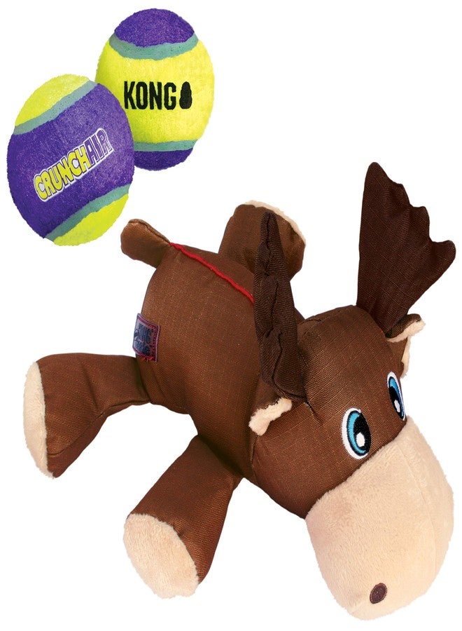 KONG - Cozie Ultra Moose and 2 CrunchAir Balls - for Medium Dogs