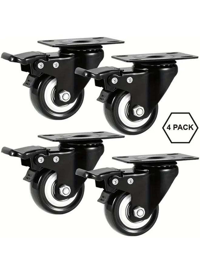 4pcs Heavy Duty 3.5 Inch Silent Swivel Castor Wheels With Brake 360 Degree Rotation - Image 5