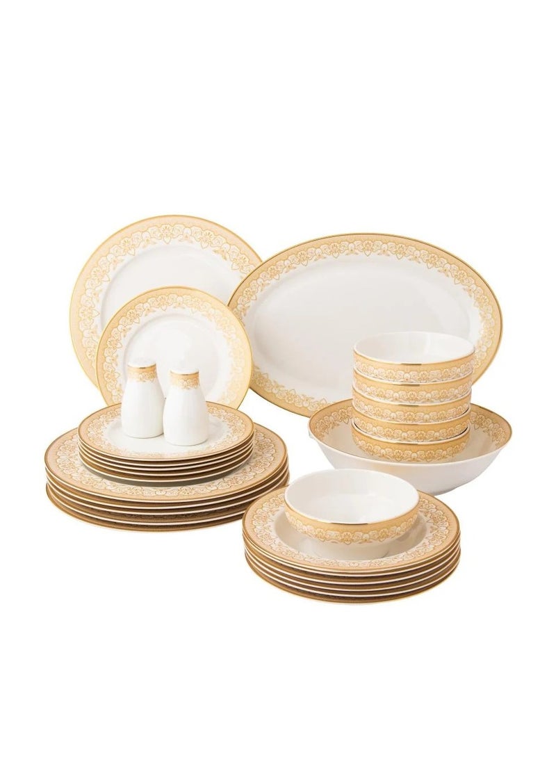 Dania Porcelain dining set, 28 pieces, golden pattern  - Image 1
