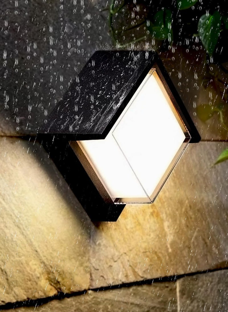 YD Outdoor Wall Lights, Porch Lights Outdoor Wall, Low Profile Modern Wall Sconce Light fixtures Waterproof Wall Mounted Lamp for Bedroom, House, Porch, Patio (Square 3000K 12W) - Image 2