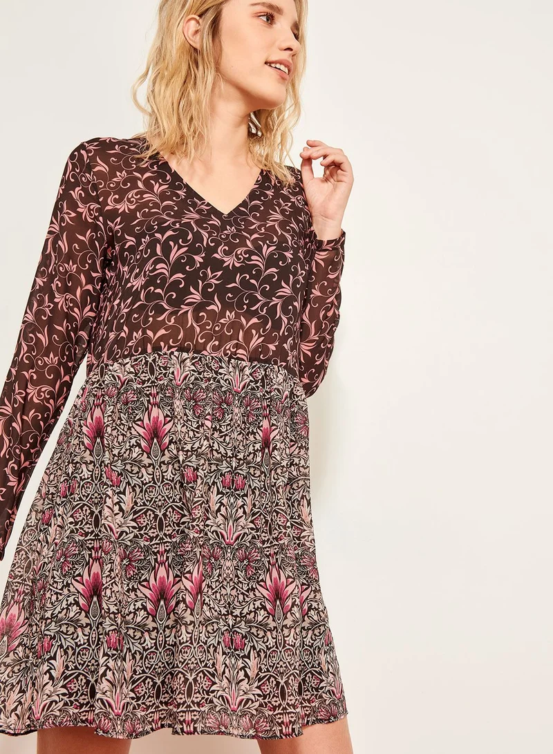 trendyol Floral Print Sheered Dress