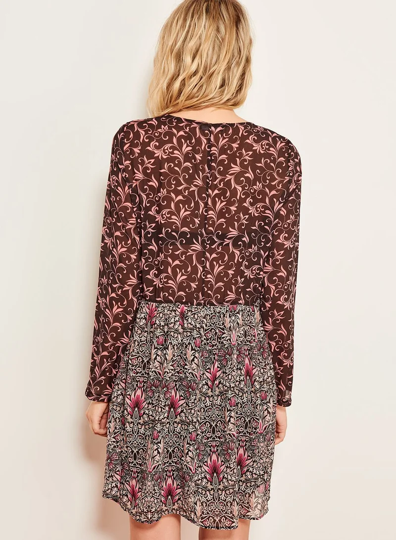trendyol Floral Print Sheered Dress