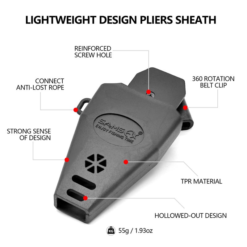 SAMSFX Aluminum Fishing Pliers Hook Remover Braid Line Cutter with Coiled Lanyard, Fly Fishing Knot Tying Tool & Retractors (Red Handle, Split Ring Nose) - Image 5