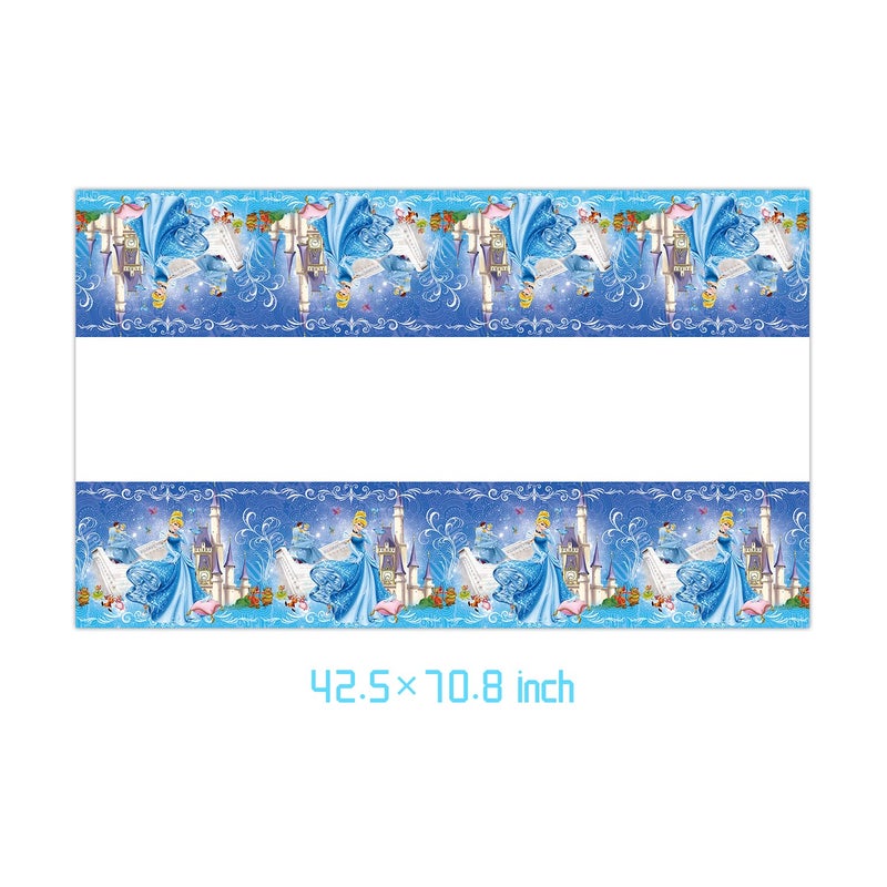 Omto 2pcs Cinderella Tablecloth Disposable Tablecover Birthday Party Supplies and Decorations for Kid Boy Baby Shower Rectangle Tables 70"X42",2 Pack - Image 3