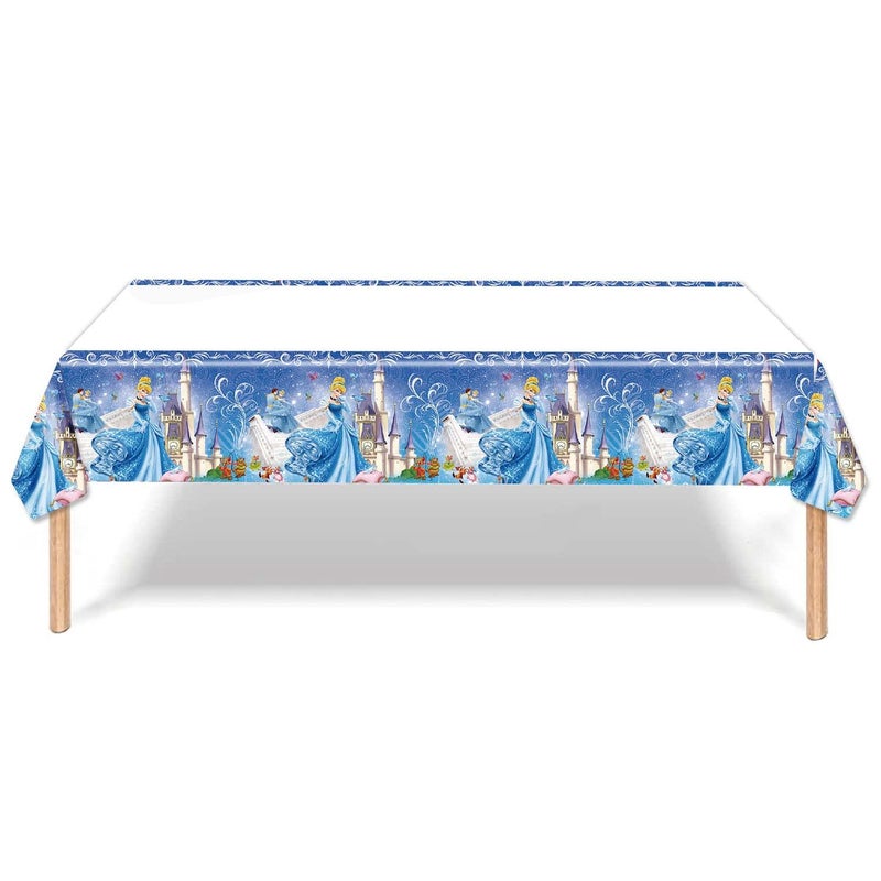 Omto 2pcs Cinderella Tablecloth Disposable Tablecover Birthday Party Supplies and Decorations for Kid Boy Baby Shower Rectangle Tables 70"X42",2 Pack - Image 2