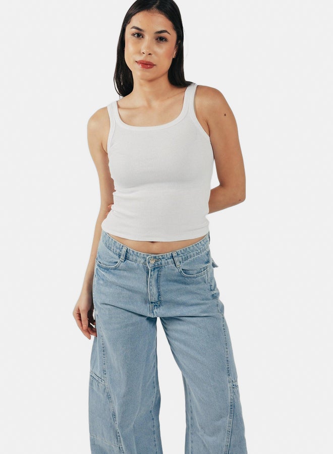 Clue Ribbed Round Neck Top - Image 2