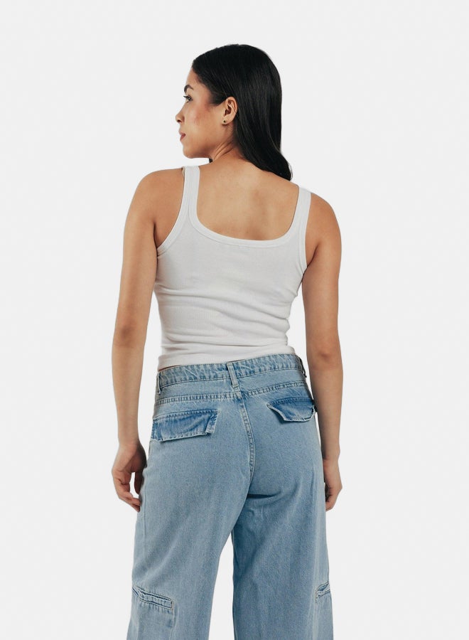 Clue Ribbed Round Neck Top - Image 3