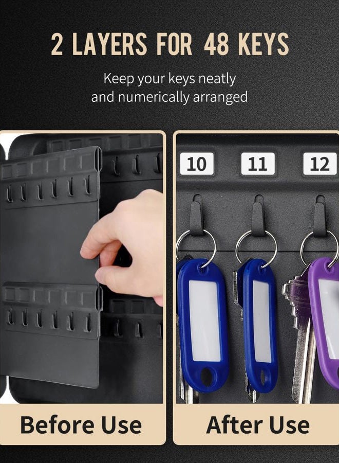 Uniclife 48 Key Cabinet Steel Security Key Organizer Lock Box Black Wall Mount - Image 2