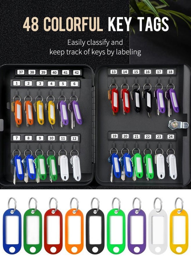 Uniclife 48 Key Cabinet Steel Security Key Organizer Lock Box Black Wall Mount - Image 4