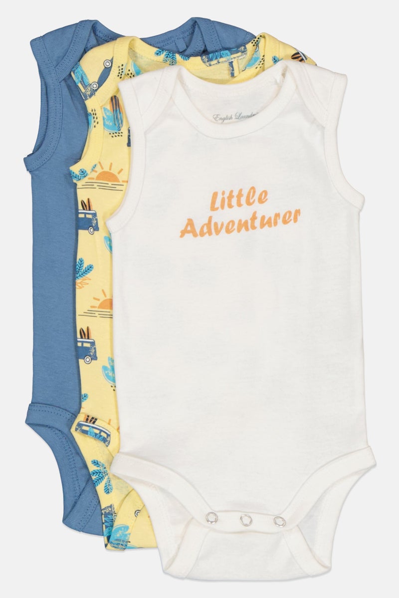English Laundry Toddlers Boy 3 Pack Sleeveless Graphic Bodysuit, Multicolor - Image 1