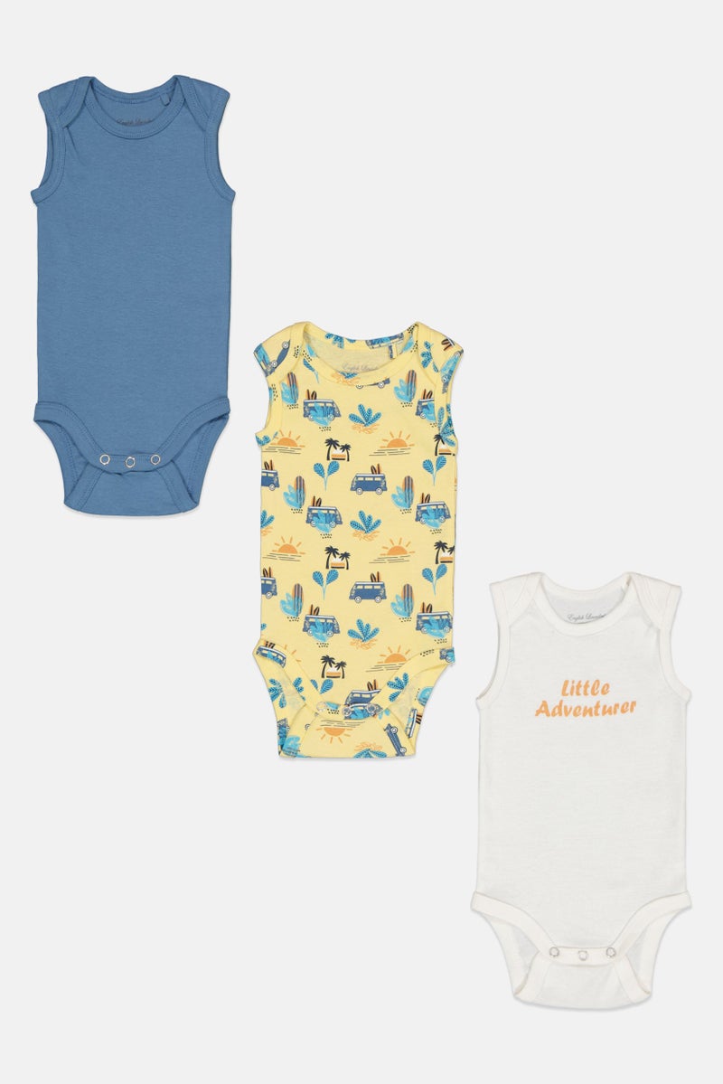 English Laundry Toddlers Boy 3 Pack Sleeveless Graphic Bodysuit, Multicolor - Image 2