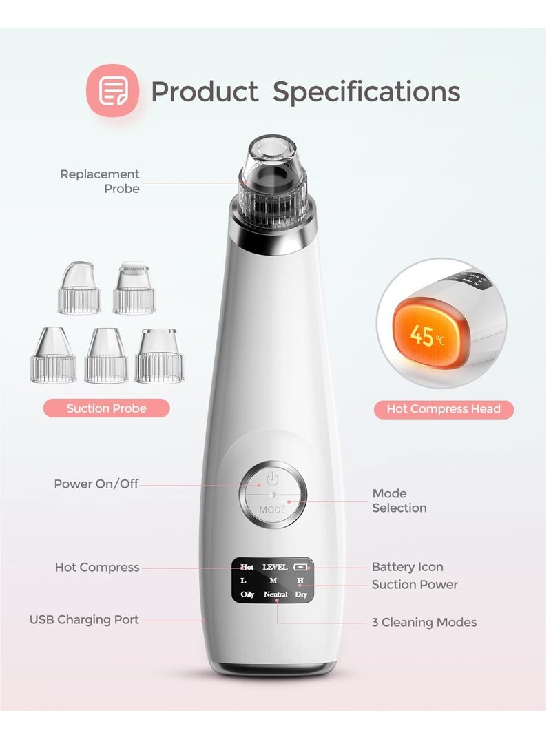 SYOSI - Blackhead Vacuum Remover Acne Remover,Facial Pore Cleanser Electric Acne Comedone, 3 Adjustable Suction Power, USB Rechargeable - Image 1
