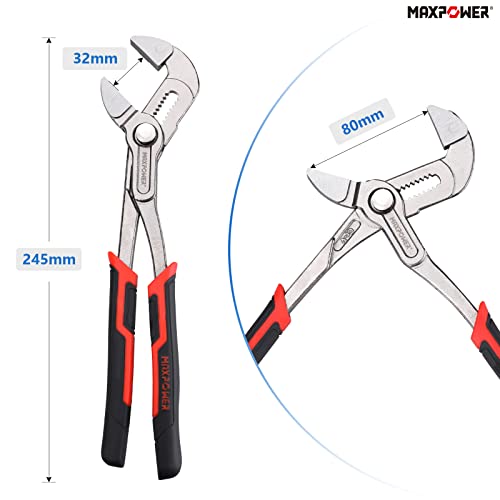 MAXPOWER 10-Inch Pliers Wrench, Quick Adjustment Button, Maximum Jaw Opening 32mm - Image 2