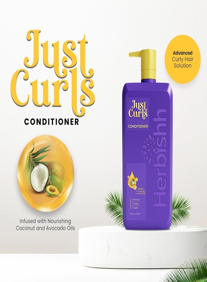 Herbishh Just Curls Conditioner with Avocado Oil Nourishing Curly Hair Conditioner Curl Enhancing Formula Repairs Damage Hair & Controls Frizz Vegan & Paraben-Free (16.91 fl.oz) - Image 2