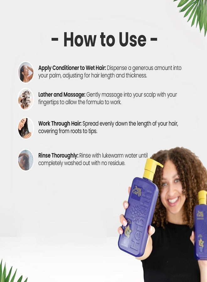 Herbishh Just Curls Conditioner with Avocado Oil Nourishing Curly Hair Conditioner Curl Enhancing Formula Repairs Damage Hair & Controls Frizz Vegan & Paraben-Free (16.91 fl.oz) - Image 4