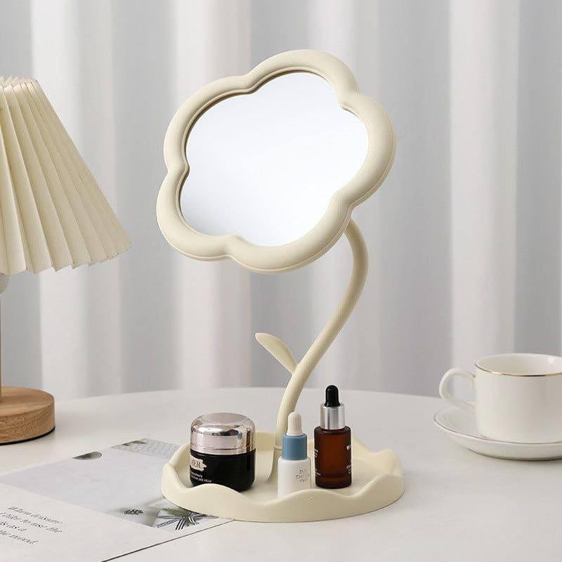 ShipFayda Flower Shape Makeup Mirror with Tray for Desktop Bedroom Bathroom Living Room MakeUp and Vanity Mirror for Girls Cute Detachable Compact Travel Mirror for Makeup 1 PcsMulticolor - Image 4