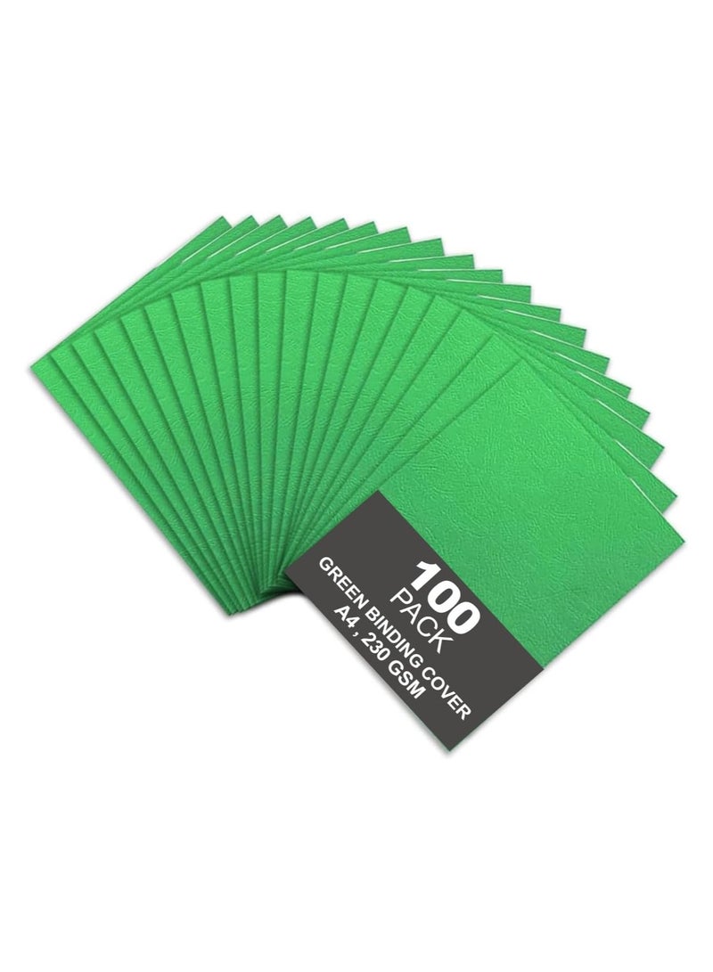 MARKQ [100 حزمة] غلاف ملون أخضر [A4] 230 جرام - أوراق واقية متينة للعروض التقديمية والتقارير والمستندات - متوافقة مع آلات الربط بالأسلاك والربط المشط - Image 1
