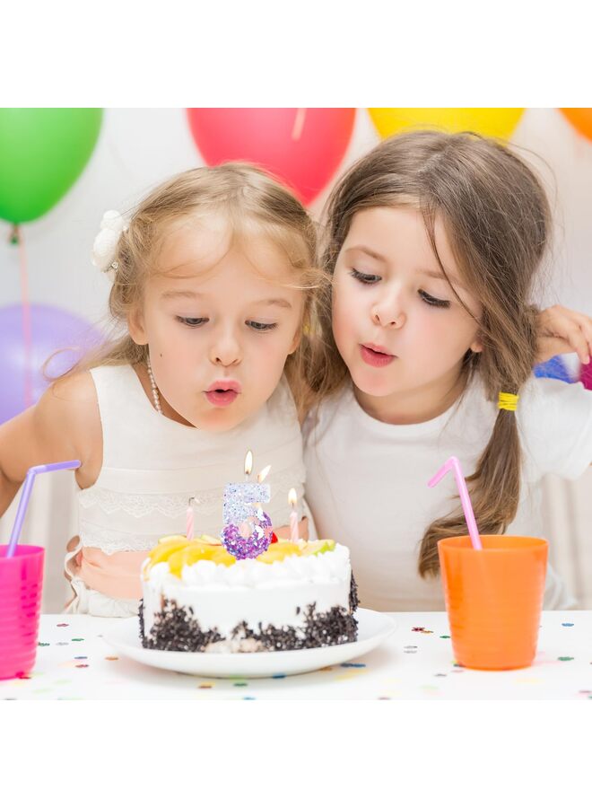 شموع  شمعة رقم 9، ديكورات حفلات عيد ميلاد على شكل فراشة للنساء والفتيات، شمعة عيد ميلاد سعيدة أرجوانية للكعكة، شمعة رقمية مصنوعة يدويًا من الترتر لتزيين كعكة الزفاف وحفلات الذكرى السنوية - Image 2