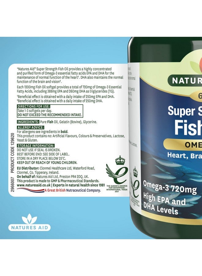 Natures Aid Super Strength Fish Oil Omega-3-60 Tablets - Image 5