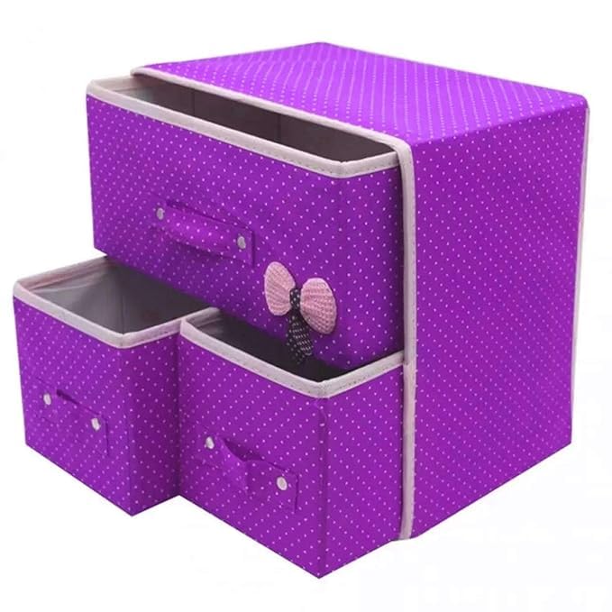 black sparrow Black Sparrow Foldable 2 Layer 3 Drawers Fabric Storage Box Bra Storage Box Underwear Socks Cosmetics Closet Organizer Collapsible Storage Drawers Cloth Cabinet  - Image 1