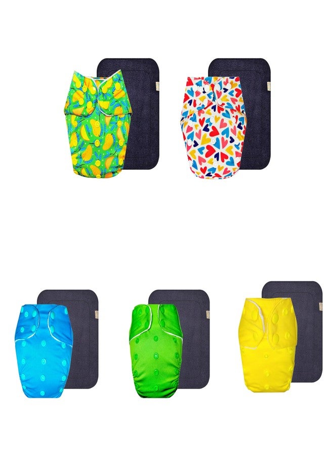 Dumbledo Premium Cloth Diaper with Gray Insert (Pack of 5) | Dry Feel and Comfortable | Breathable | Easy to Clean | All-Day Wear | 3 Months - 3 Years | Unisex Baby - Image 1