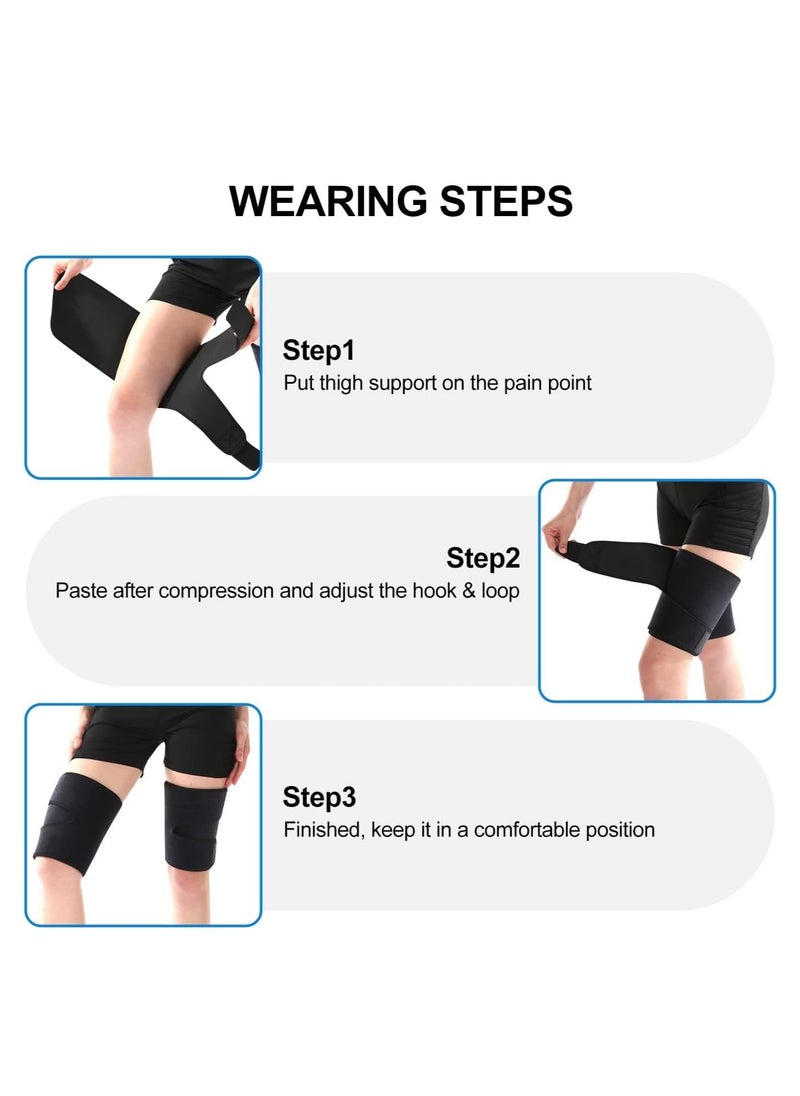 Thigh Wraps Support, Thigh Brace, Adjustable Compression Sleeve Wrap Neoprene Support for Hamstring Quad Groin Pain Relief, Breathable Non-Slip Upper Leg Brace Slimmer Women Men Pulled Muscle