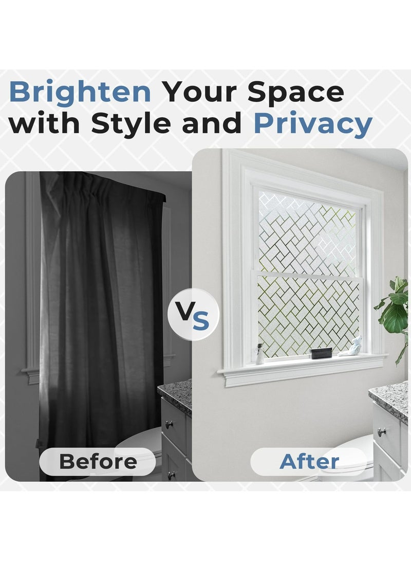Dominy Window Privacy Film Frosted Glass Window Film Sun Blocking Window Tinting Film for Home, Static Clings Removable Frosting Bathroom Door Window Covering, 60x300CM  - Image 2