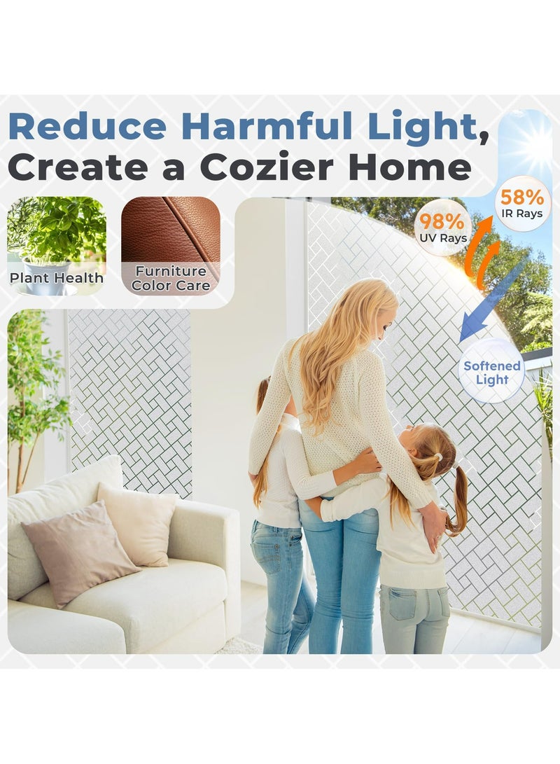 Dominy Window Privacy Film Frosted Glass Window Film Sun Blocking Window Tinting Film for Home, Static Clings Removable Frosting Bathroom Door Window Covering, 60x300CM  - Image 4