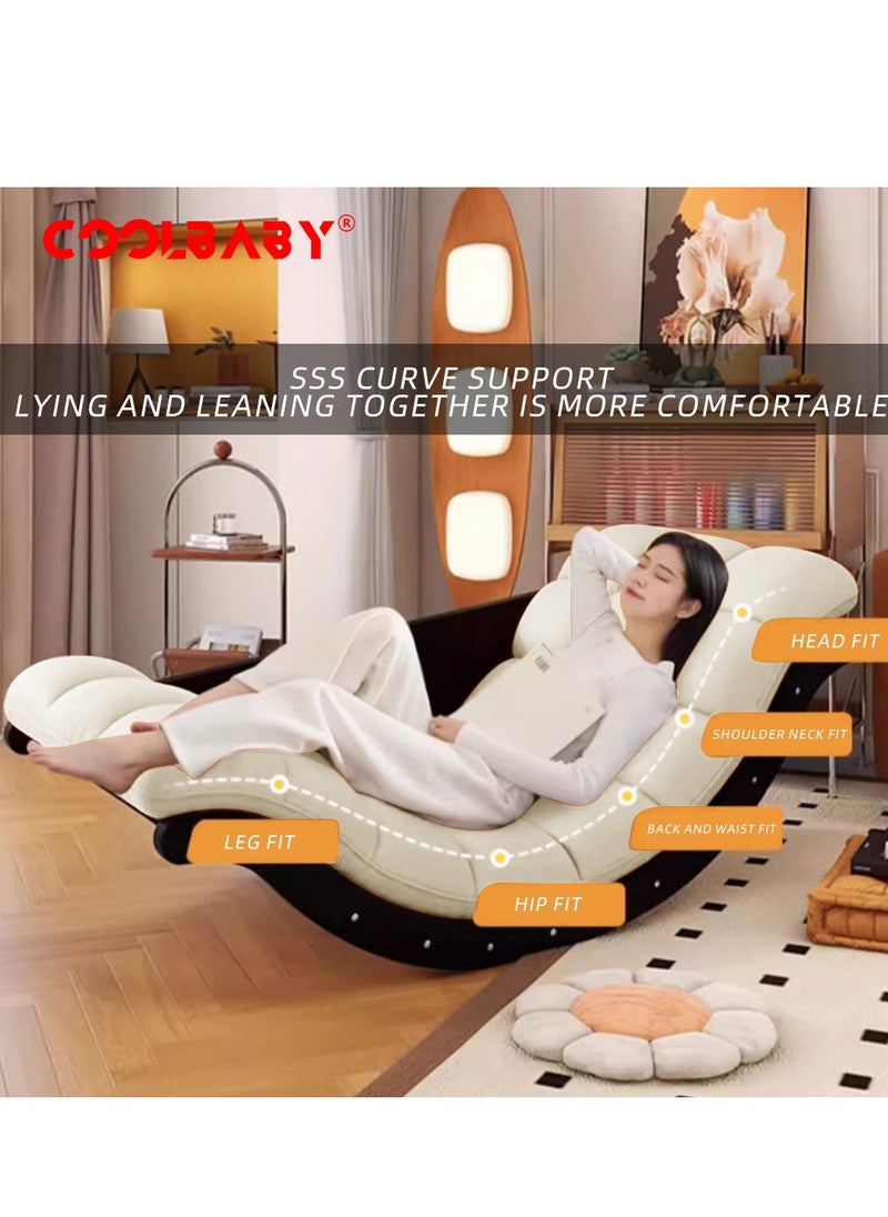 Cool Baby CoolBaby Outdoor Rocking Chair, Moon Shaped Rocking Chair, Indoor Sofa Chair for Bedroom, Living Room, Porch, Garden, Lawn - Beige  - Image 3