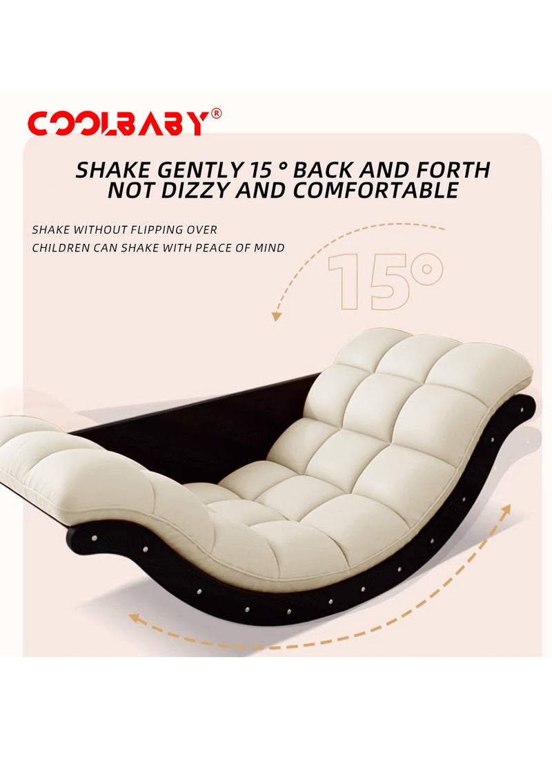 Cool Baby CoolBaby Outdoor Rocking Chair, Moon Shaped Rocking Chair, Indoor Sofa Chair for Bedroom, Living Room, Porch, Garden, Lawn - Beige  - Image 2