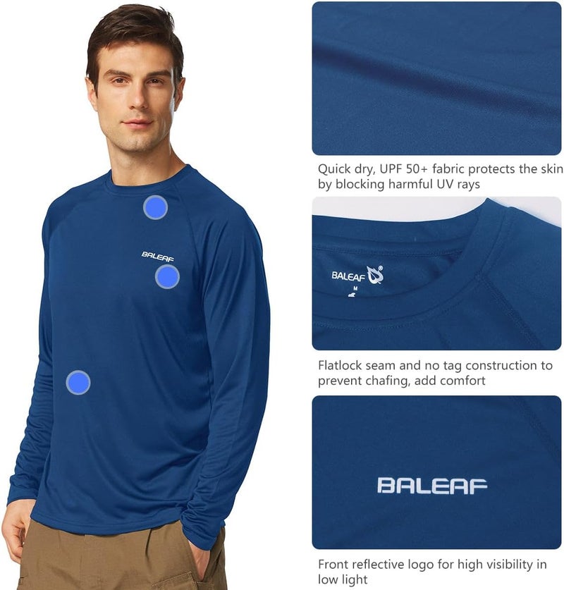 Baleaf Globally popular elegant design Men's Sun Protection Shirts UV SPF UPF 50+ Long Sleeve Rash Guard Fishing Running Quick Dry Lightweight Global mainstream design picks - Image 3