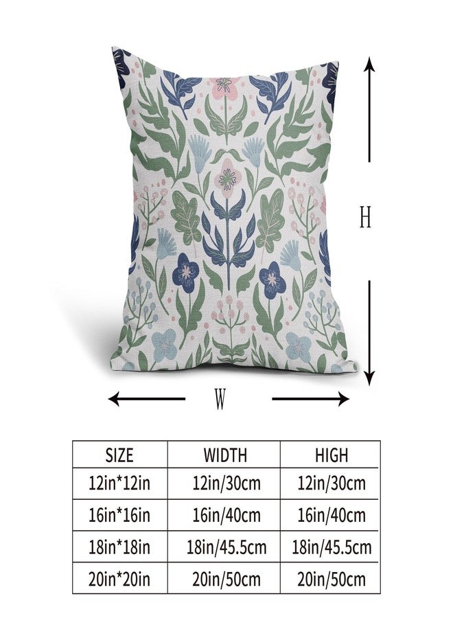 Aytipun Blue Green Floral Pillow Covers 18x18 Set of 2 Navy Pink Sage Flower Flower Block Print Decorative Throw Pillowcases Outdoor Spring Summer Farmhouse Cushion Cases Decor for Home Couch Sofa Bed - Image 5