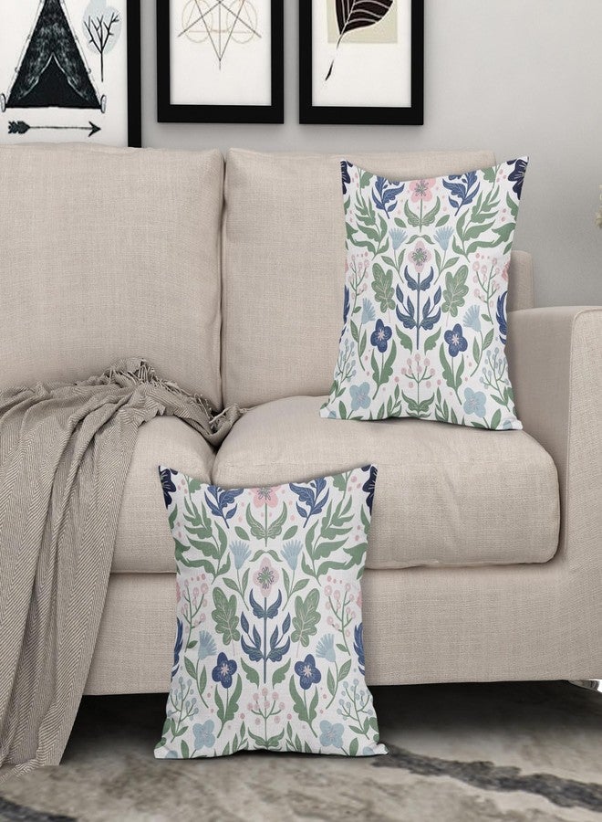 Aytipun Blue Green Floral Pillow Covers 18x18 Set of 2 Navy Pink Sage Flower Flower Block Print Decorative Throw Pillowcases Outdoor Spring Summer Farmhouse Cushion Cases Decor for Home Couch Sofa Bed - Image 3