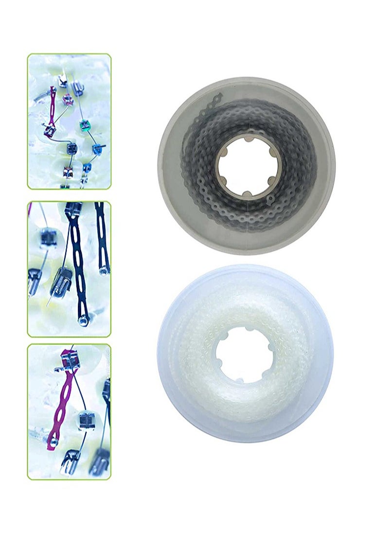 HaLunhi 2.28m/Roll Mid-Length Transparent And Gray Orthodontic Bracket Rubber Chain Power Chain Dental Rubber Chain For Bracket  - Image 1