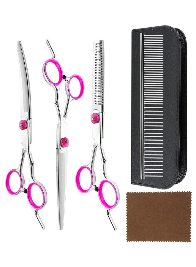 NUDFSY 6PCS Dog Grooming Kit, Dog Hair Cutting Scissors, Scissors, Professional Dog Grooming Shears Set, Thinning, Straight, And Curved Shears, Cleaning Cloth, Grooming Comb - Image 1