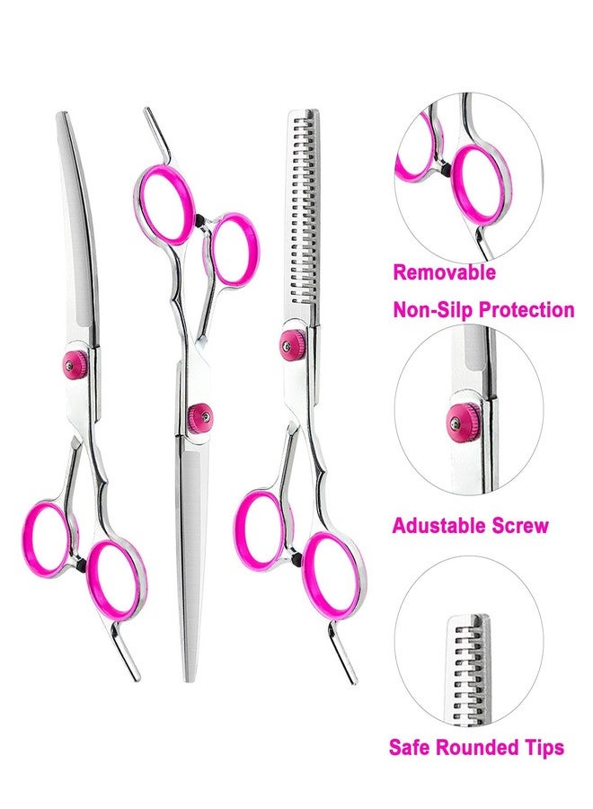 NUDFSY 6PCS Dog Grooming Kit, Dog Hair Cutting Scissors, Scissors, Professional Dog Grooming Shears Set, Thinning, Straight, And Curved Shears, Cleaning Cloth, Grooming Comb - Image 2