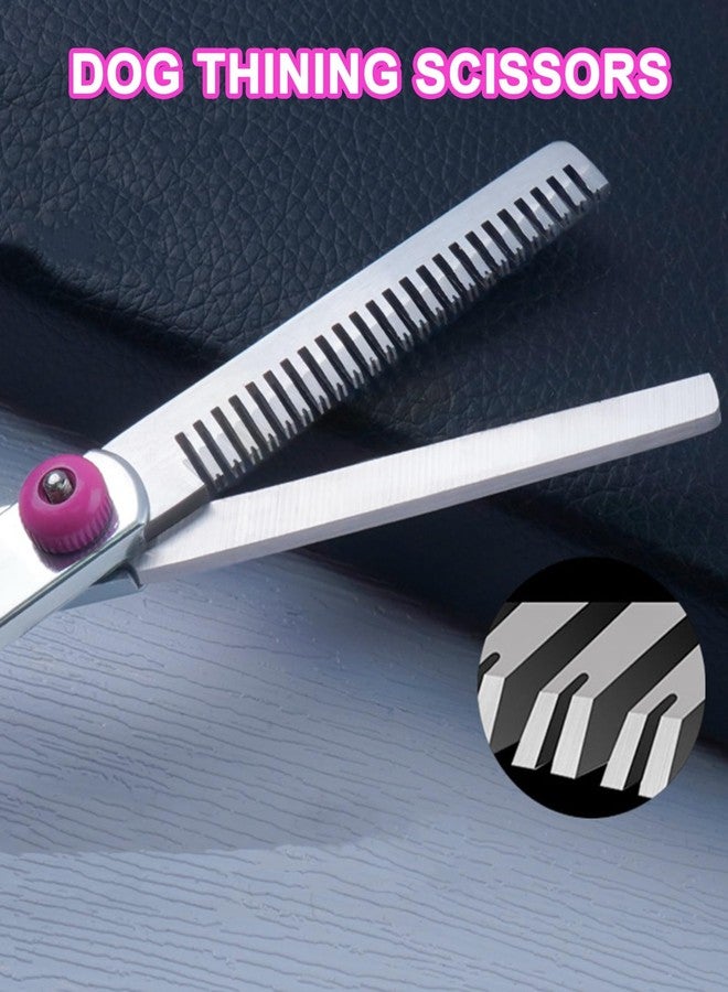 NUDFSY 6PCS Dog Grooming Kit, Dog Hair Cutting Scissors, Scissors, Professional Dog Grooming Shears Set, Thinning, Straight, And Curved Shears, Cleaning Cloth, Grooming Comb - Image 3