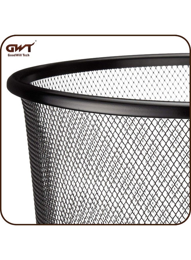 GoodWill Tech Open-Top Cylindrical Metal Mesh Recycling Dustbins- Waste Basket for Home/Office/Coffee Shop/Hotel Non-Toxic - Black (Set of 3, Medium (13L)) - Image 5