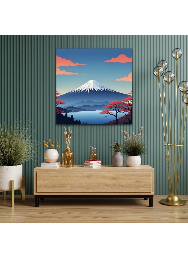 Walliv Majestic Snow-Capped Mountain Canvas Print For Your Walls 100x100 cm.  - Image 1