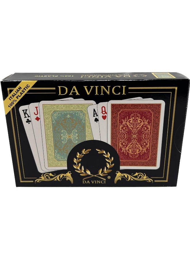 Da Vinci - DA VINCI Persiano, Italian 100% Plastic Playing Cards, 2 Deck Set Poker Size Regular Index, with Hard Shell Case & 2 Cut Cards - Image 1
